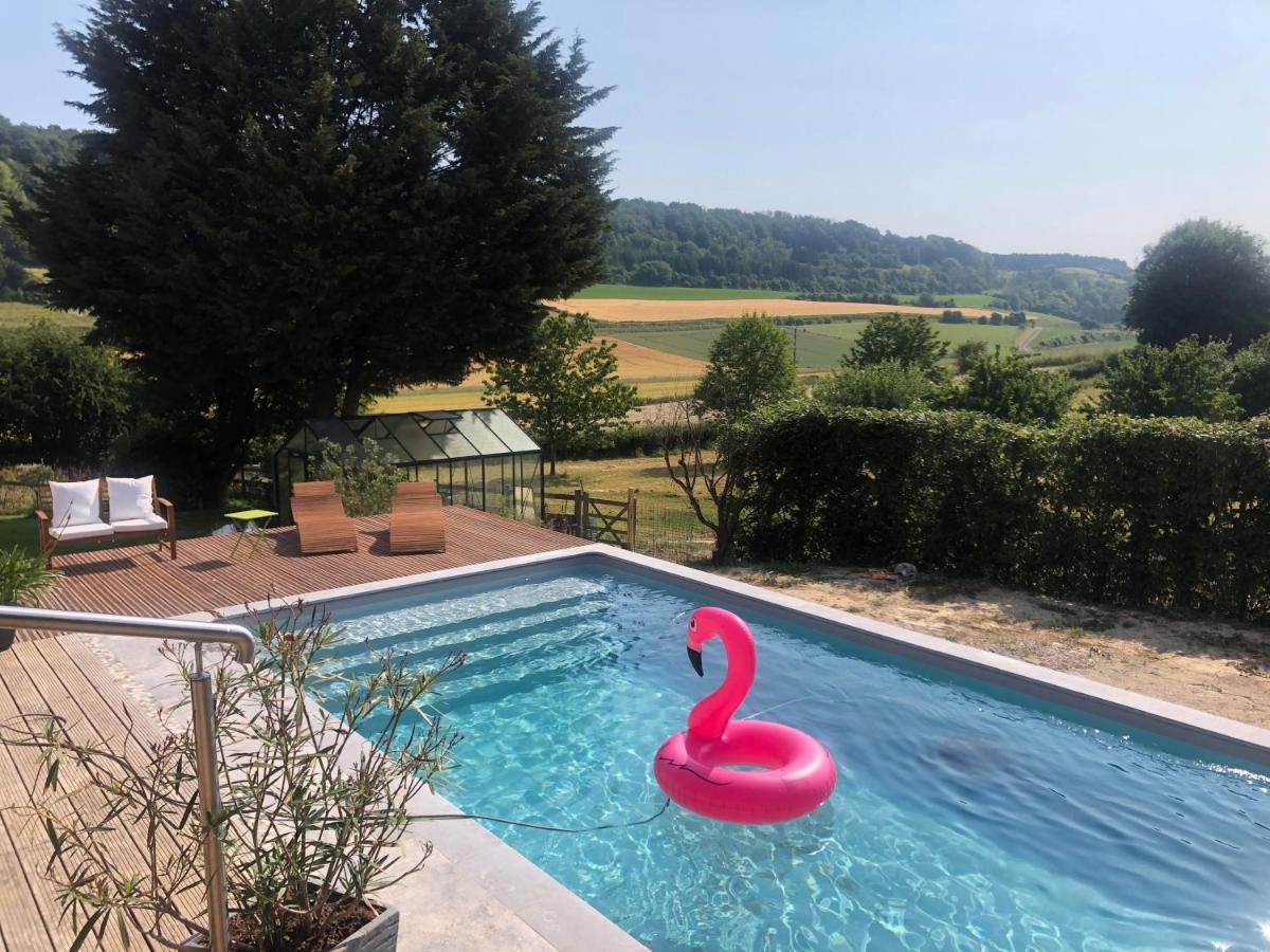 Gite Piscine Jacuzzi Privatises Clos Valentin Freulleville Bagian luar foto